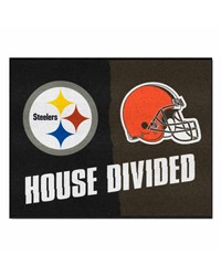 NFL House Divided Steelers / Browns House Divided Mat by   