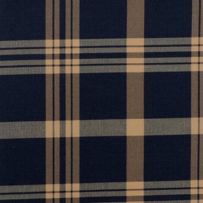 Duralee 6011 70 NAVY TAN in SUTTON PLAIDS COLLECTION Blue Upholstery COTTON  Blend