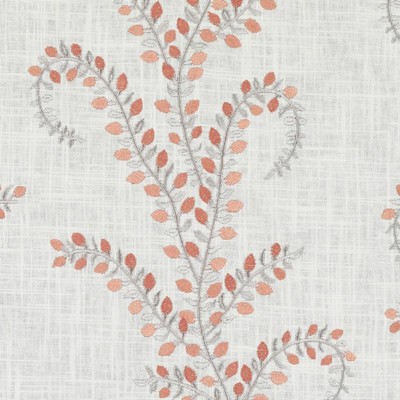 Duralee 32870 31 Coral in 3014 Orange Linen  Blend Scrolling Vines   Fabric