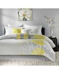 Lola Comforter Set Queen Yellow by   
