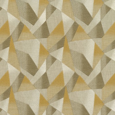 P K Lifestyles Prism Emb Gold in Expressionist I Gold Geometric  Crewel and Embroidered   Fabric