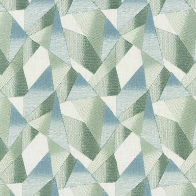 P K Lifestyles Prism Emb Aquamarine in Expressionist I Blue Geometric  Crewel and Embroidered   Fabric