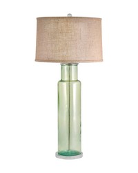 Recycled Glass Cylinder Table Lamp In Green by   