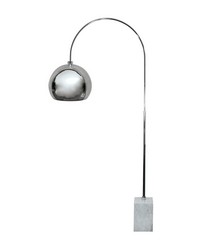 White Marble Base Arc Floor Lamp by   