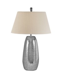 HandHammered Aluminum Oblong Table Lamp by   