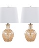 Lumisource Gloria Round 20in Glass Accent Lamp - Set of 2 Clear Champagne Lustre Glass