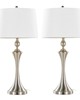 Lumisource Flint 30in Metal Table Lamp with USB - Set of 2 Brushed Nickel