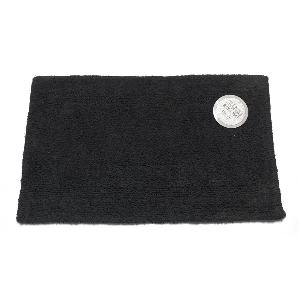 LargeSized Reversible Cotton Bath Mat in Black Accessories