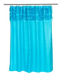 Jasmine Fabric Shower Curtain in Cyan Blue by   