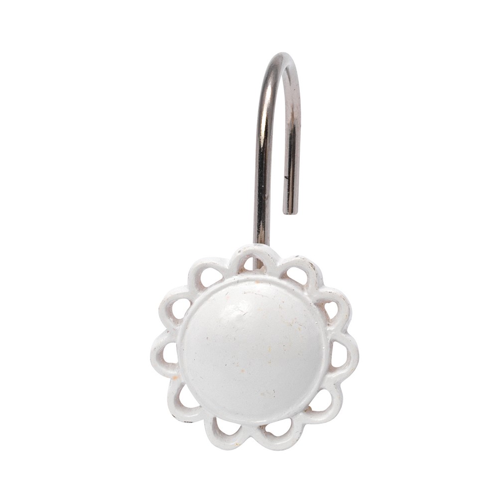 Filigree Resin Shower Curtain Hooks in White Accessories