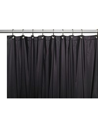 Mildew-Resistant 10 Gauge Vinyl Shower Curtain Liner w Metal Grommets and Reinforced Mesh Header in Black by   