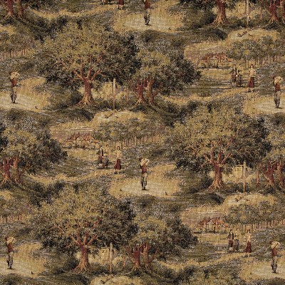 Charlotte Fabrics 1003 Edinbourgh Red Tapestry cotton  Blend Fire Rated Fabric Heavy Duty CA 117 Fire Retardant Print and Textured Golf Picturesque Tapestry 
