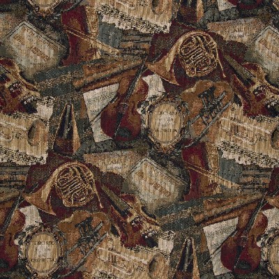 Charlotte Fabrics 1010 Music Hall Beige Tapestry cotton  Blend Fire Rated Fabric Heavy Duty CA 117 Fire Retardant Print and Textured Miscellaneous Novelty Picturesque Tapestry 