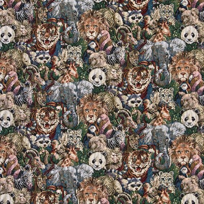 Charlotte Fabrics 1017 Jungle Red Tapestry cotton  Blend Fire Rated Fabric Jungle Safari Heavy Duty CA 117 Fire Retardant Print and Textured Animal Tapestry 