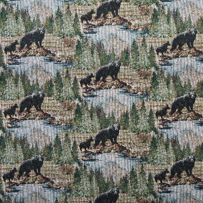 Charlotte Fabrics 1019 Habitat Black Tapestry cotton  Blend Fire Rated Fabric Hunting Themed Heavy Duty CA 117 Fire Retardant Print and Textured Animal Tapestry 