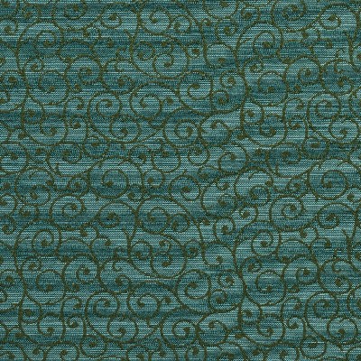 Charlotte Fabrics 1758 Peacock Green recycled  Blend Fire Rated Fabric Scroll Heavy Duty CA 117 Floral Flame Retardant 