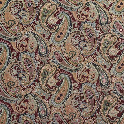 Charlotte Fabrics 1969 Merlot Paisley Red Drapery Polyester  Blend Fire Rated Fabric Heavy Duty CA 117 Classic Paisley 