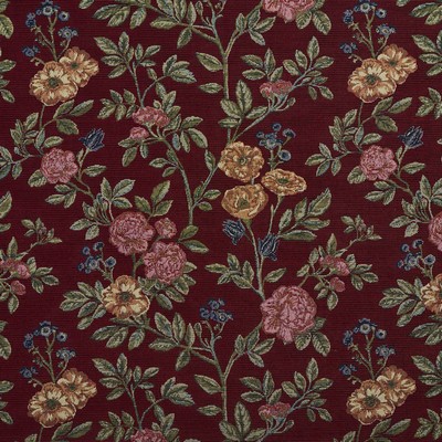 Charlotte Fabrics 1977 Merlot Bouquet Red Drapery Polyester  Blend Fire Rated Fabric Heavy Duty CA 117 Flower Bouquet 