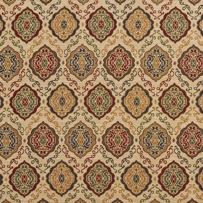 Charlotte Fabrics 1984 Ecru Heirloom Beige Drapery Polyester  Blend Fire Rated Fabric Damask Medallion Heavy Duty CA 117 Contemporary Tapestry 