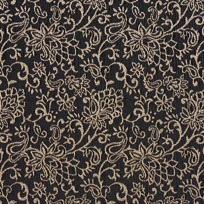 Charlotte Fabrics 2606 Onyx/Garden Beige Woven  Blend Fire Rated Fabric Heavy Duty CA 117 Floral Flame Retardant Classic Paisley 