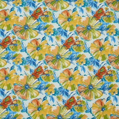 Charlotte Fabrics 4610 Cozumel Blue Multipurpose Acrylic Fire Rated Fabric Heavy Duty CA 117 Large Print Floral Floral Outdoor 