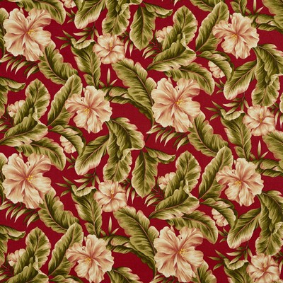 Charlotte Fabrics 4625 Palm Springs Red Multipurpose Acrylic Fire Rated Fabric Heavy Duty CA 117 Tropical Leaves and Trees Floral Outdoor 