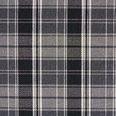 Charlotte Fabrics 5805 Onyx Plaid Black Polyester  Blend Fire Rated Fabric Gingham Check High Wear Commercial Upholstery CA 117 Plaid  and Tartan 