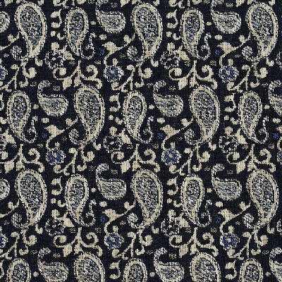 Charlotte Fabrics 5849 Cobalt Paisley Blue Polyester  Blend Fire Rated Fabric High Performance Fire Retardant Print and Textured CA 117 Classic Paisley 