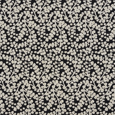 Charlotte Fabrics 5865 Onyx Vine Black Polyester  Blend Fire Rated Fabric High Wear Commercial Upholstery Floral Flame Retardant CA 117 Vine and Flower 
