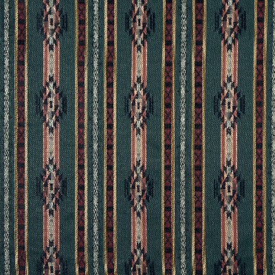 Charlotte Fabrics 6380 Woodland Stripe Green Upholstery polyester  Blend Fire Rated Fabric Navajo Print 
