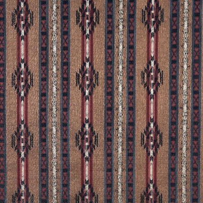 Charlotte Fabrics 6381 Pottery Stripe Brown Upholstery polyester  Blend Fire Rated Fabric Navajo Print 
