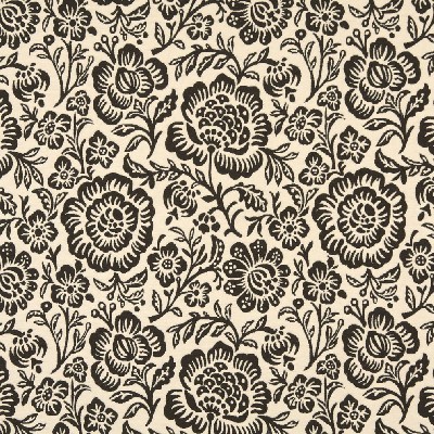 Charlotte Fabrics 6405 Cocoa Floral Brown Upholstery cotton  Blend Fire Rated Fabric Jacobean Floral 