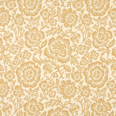 Charlotte Fabrics 6406 Saffron Floral Yellow Upholstery cotton  Blend Fire Rated Fabric Jacobean Floral 