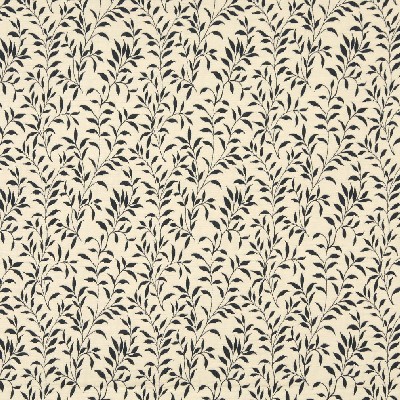 Charlotte Fabrics 6412 Navy Leaf Blue Upholstery cotton  Blend Fire Rated Fabric Leaves and Trees 