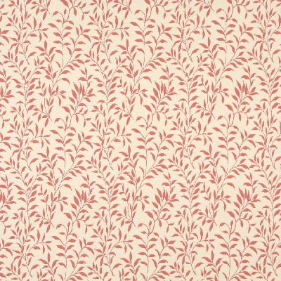 Charlotte Fabrics 6413 Coral Leaf Red Upholstery cotton  Blend Fire Rated Fabric Leaves and Trees 