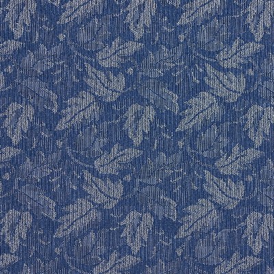 Charlotte Fabrics 6706 Cobalt/Leaf White Upholstery polyester  Blend Fire Rated Fabric