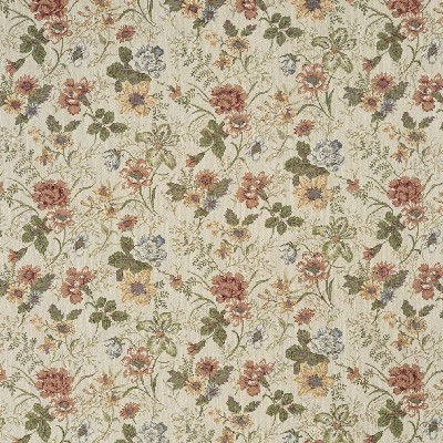 Charlotte Fabrics 6929 Spring White Upholstery polyester  Blend Fire Rated Fabric Traditional Floral 