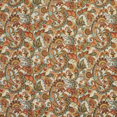Charlotte Fabrics 6970 Venice Green NA Woven  Blend Fire Rated Fabric High Performance Floral Flame Retardant CA 117 Vine and Flower Classic Paisley 