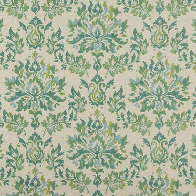 Charlotte Fabrics CB700-416 Green Multipurpose Cotton  Blend Fire Rated Fabric Damask Medallion High Wear Commercial Upholstery CA 117 NFPA 260 Floral Medallion 
