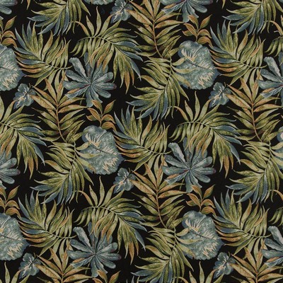 Charlotte Fabrics CB800-254 Black Multipurpose Polyester  Blend Fire Rated Fabric Heavy Duty CA 117 NFPA 260 Tropical Leaves and Trees 