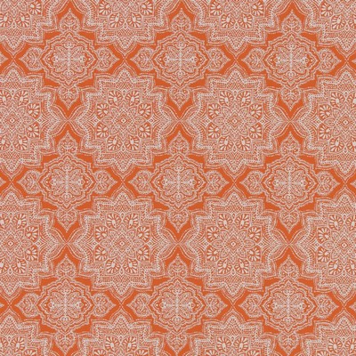 Charlotte Fabrics D1435 Tangerine Mandala Orange Upholstery Woven  Blend Fire Rated Fabric High Wear Commercial Upholstery CA 117 NFPA 260 Floral Medallion Fun Print Outdoor 