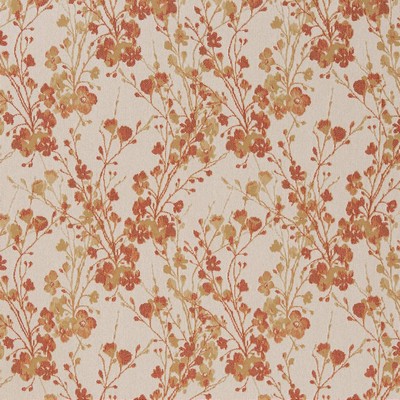 Charlotte Fabrics D1646 Harvest Orange Upholstery Woven  Blend Fire Rated Fabric High Performance CA 117 NFPA 260 Modern Floral 