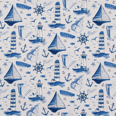 Charlotte Fabrics D1650 Cape Cod Blue Multipurpose Acrylic Fire Rated Fabric High Performance CA 117 NFPA 260 Boats and Sailing Miscellaneous Novelty Fun Print Outdoor 