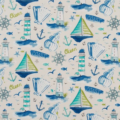 Charlotte Fabrics D1652 Halifax Blue Multipurpose Acrylic Fire Rated Fabric High Performance CA 117 NFPA 260 Boats and Sailing Miscellaneous Novelty Fun Print Outdoor 