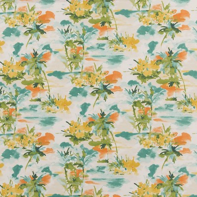 Charlotte Fabrics D1675 Caribbean Orange Multipurpose Acrylic Fire Rated Fabric Geometric High Performance CA 117 NFPA 260 Tropical Floral Outdoor 