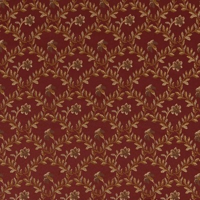 Charlotte Fabrics D1846 Currant Juliet Red Multipurpose Woven  Blend Fire Rated Fabric High Wear Commercial Upholstery CA 117 NFPA 260 Leaves and Trees Damask Jacquard 