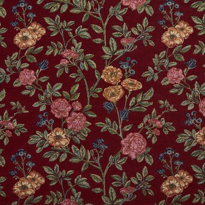 Charlotte Fabrics D2059 Merlot Bouquet Red Upholstery Polyester  Blend Fire Rated Fabric Heavy Duty CA 117 NFPA 260 