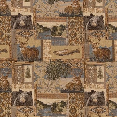 Charlotte Fabrics D2661 Nature Beige Beige Upholstery Cotton  Blend Fire Rated Fabric Fish and Friends Hunting Themed Heavy Duty CA 117 NFPA 260 Miscellaneous Novelty Animal Tapestry 