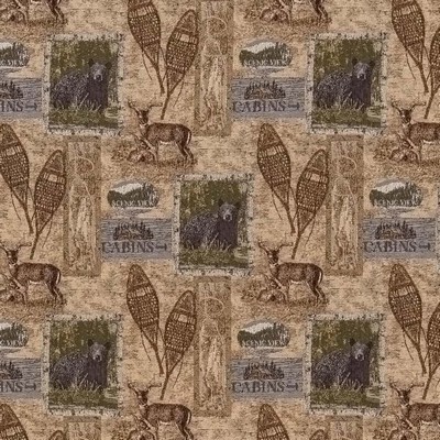 Charlotte Fabrics D2672 Cabin Honey Brown Upholstery Polyester  Blend Fire Rated Fabric Hunting Themed High Performance CA 117 NFPA 260 Miscellaneous Novelty Animal Tapestry 