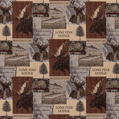 Charlotte Fabrics D2674 Lodge Brown Upholstery Polyester  Blend Fire Rated Fabric Hunting Themed High Wear Commercial Upholstery CA 117 NFPA 260 Miscellaneous Novelty Western Tapestry Novelty Western 